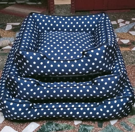 Classic Printed Bed – Navy Blue Dots