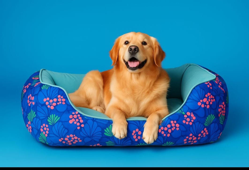 Comfy Cushion Bed – Blue Paw Print
