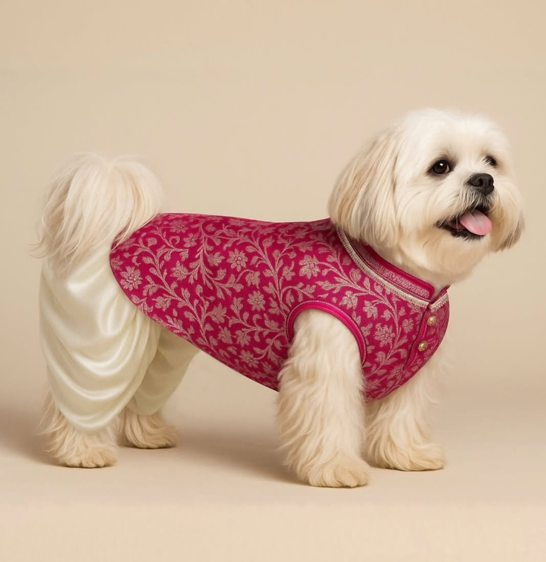 Magenta Quilted Dog Coat