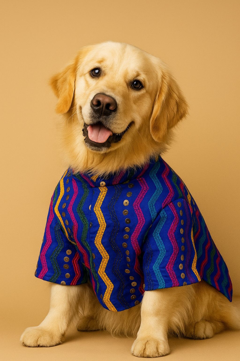 Regal Blue Kurta (Blue with golden/yellow accents)